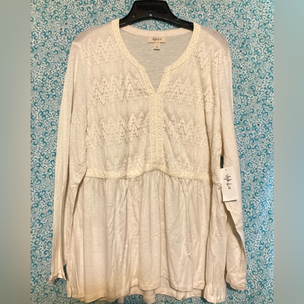 Style & Company Blouse w/ lace accent